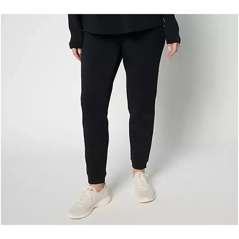 Martha Stewart Signature Comfort Stretch Knit Tapered Ankle Pants Black Sz Small